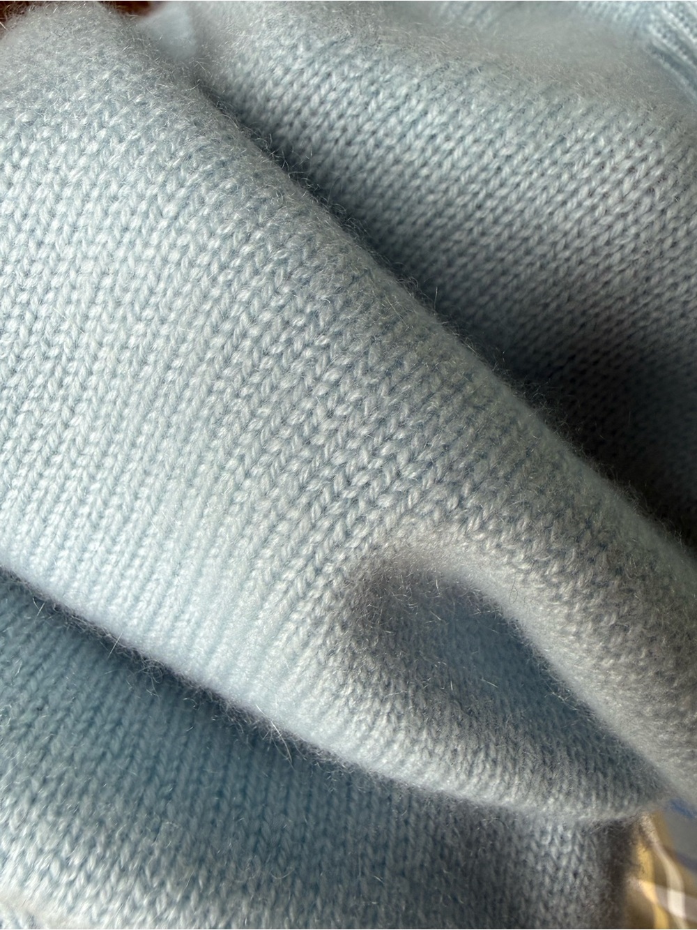 NakedCashmere Light Blue V-Neck Hooded Cashmere Sweater - Picture 5 of 7